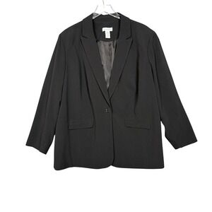 Jessica London Blazer Womens 22 Black Career‎ Business Office Jacket Lined Plus